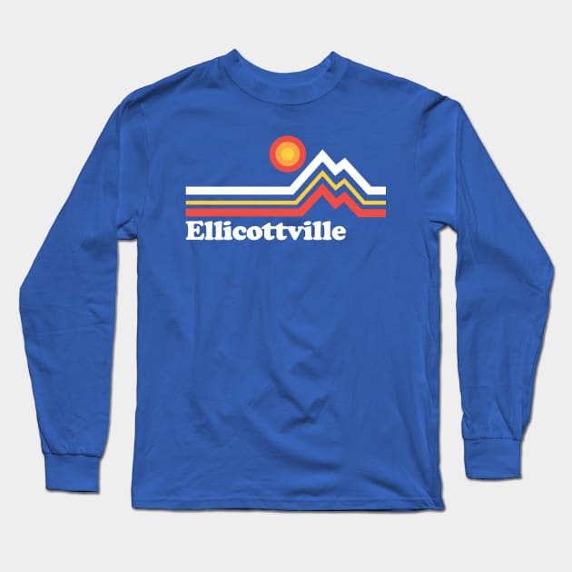 Ellicottville NY Retro Vintage Mountain Long Sleeve T-Shirt by PodDesignShop